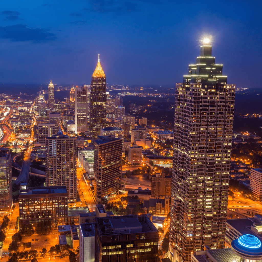 downtown Atlanta, GA at sunset