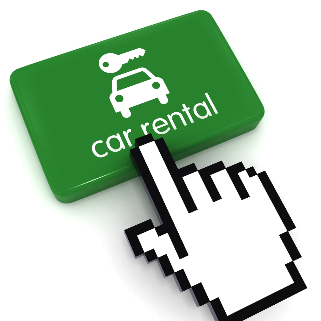 a computer cursor over a button that says Car rental