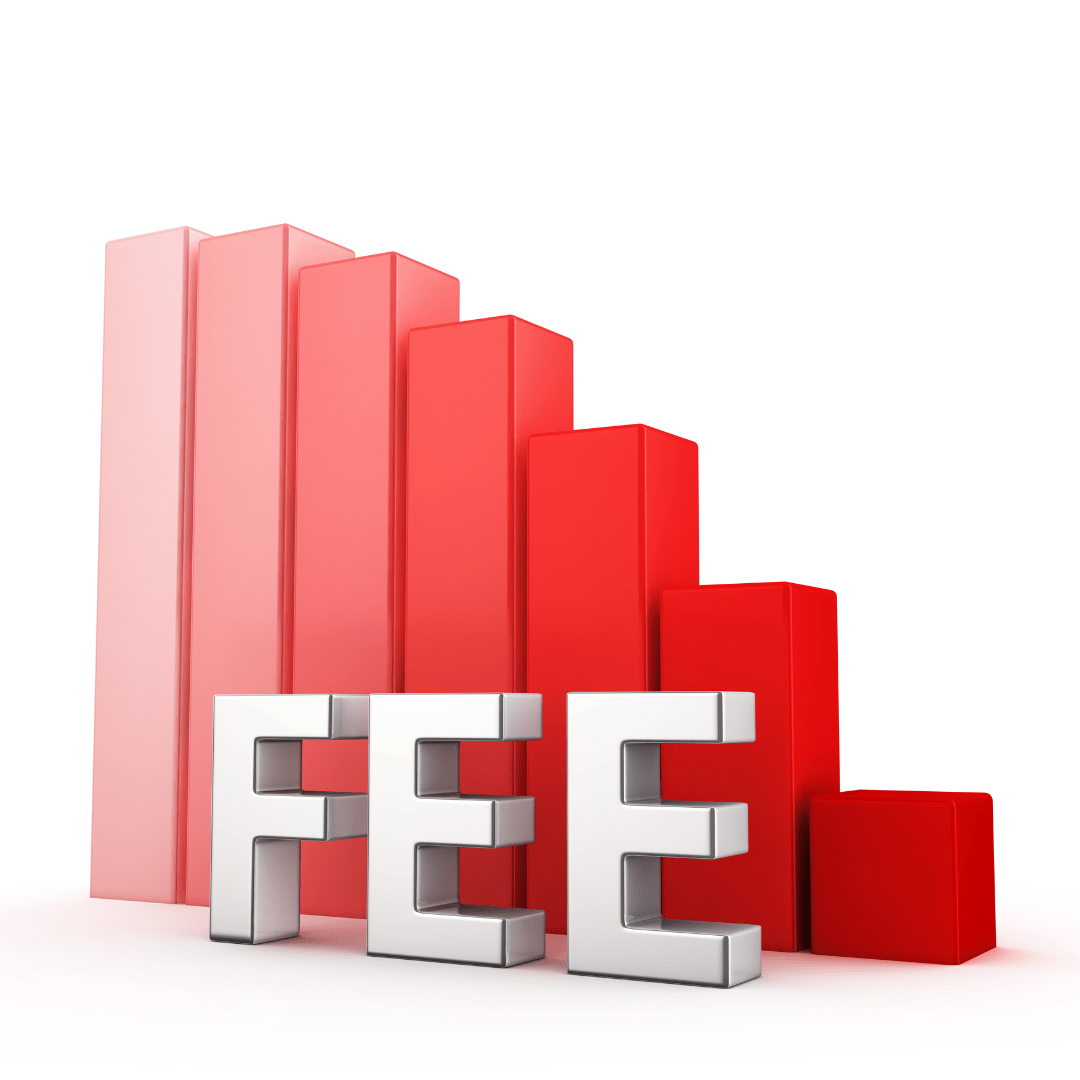 the word fees and a red graph