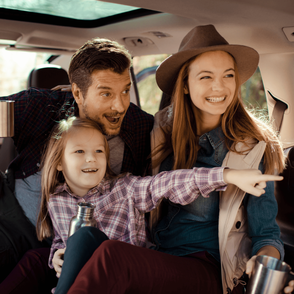 happy family on a family friendly road trip