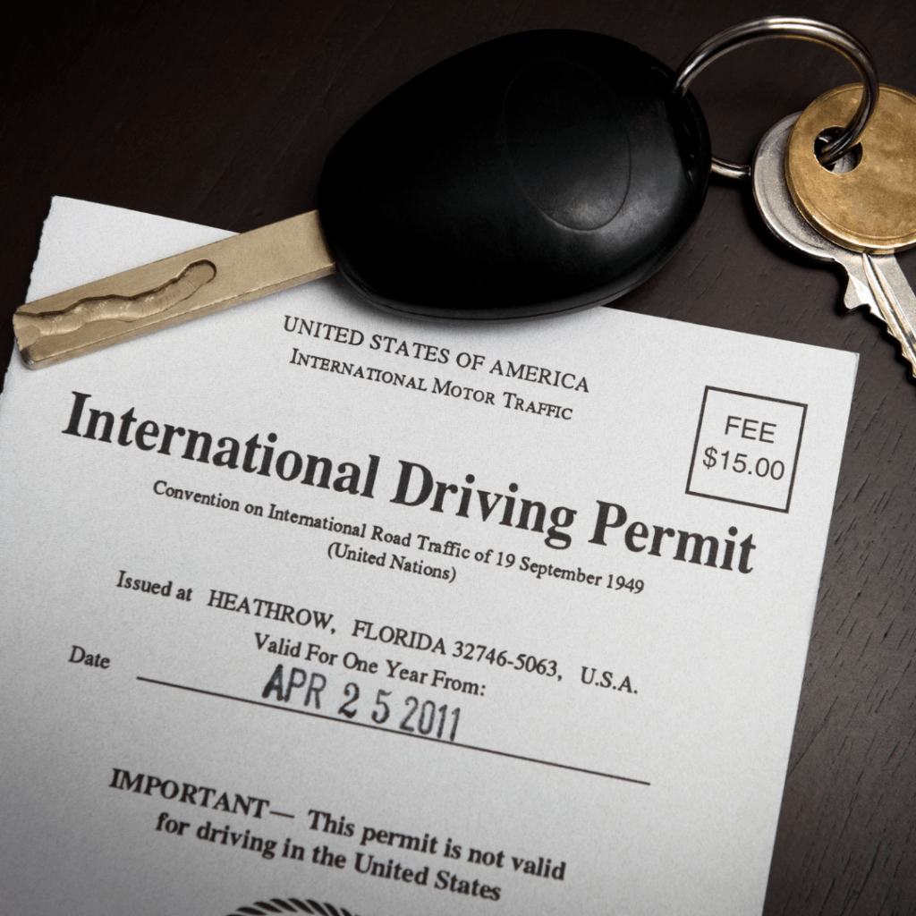 international driving permit representing how to rent a car abroad