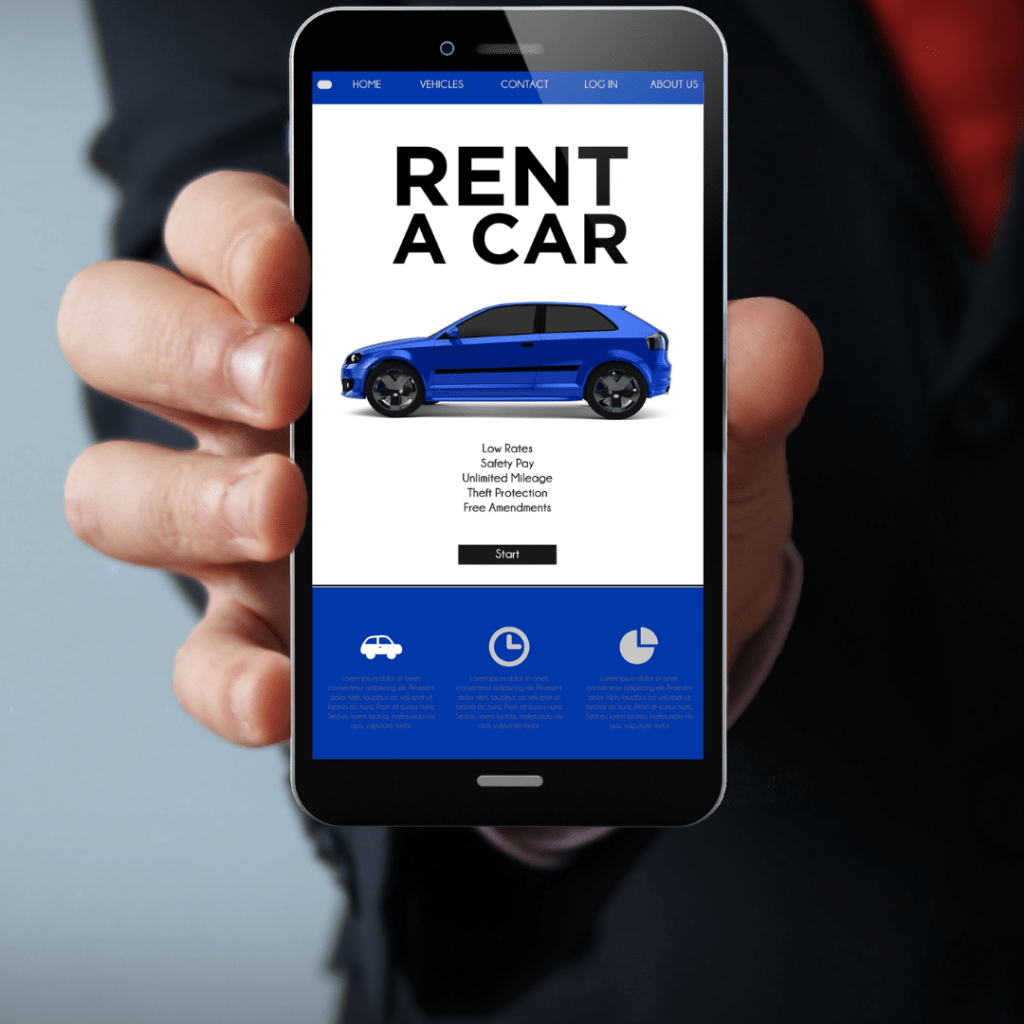 image of a contactless car rental phone app 